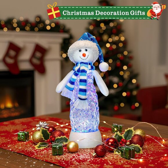 Christmas Snow Globe Battery Operated Lantern Indoor Decor Snowman With Music - Picture 4 of 6